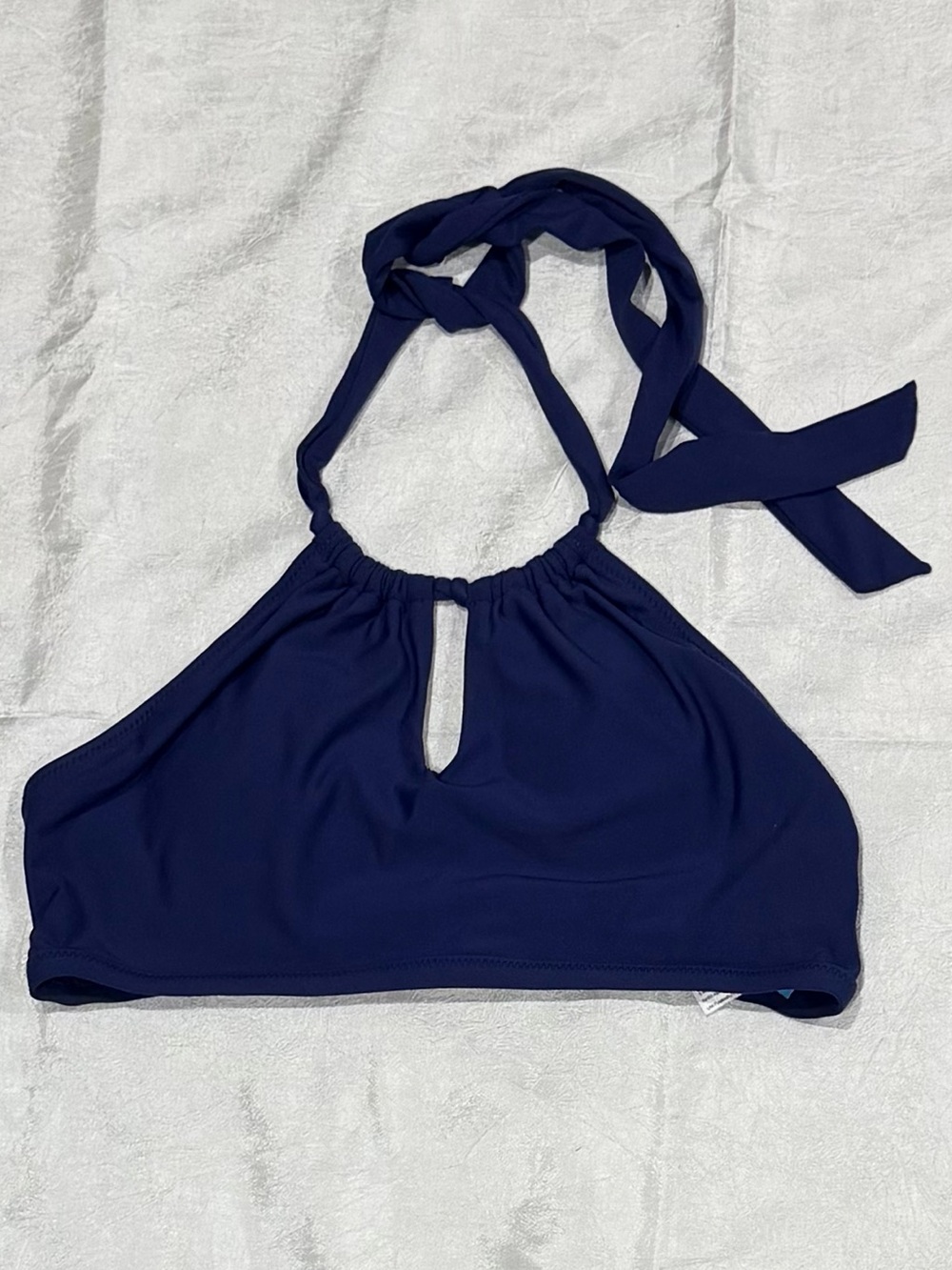Allihop Navy Blue Halter Bikini Top XS Keyhole Swim Top Resort Beach